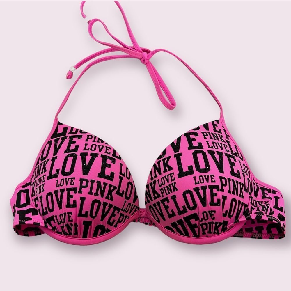 PINK Victoria’s Secret Push up Bra in Pink/Black color